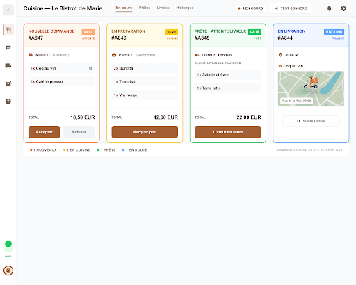 App de gestion des commandes sur tablette